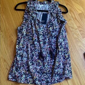 Crown & Ivy Ruffled Blue Pink Blouse